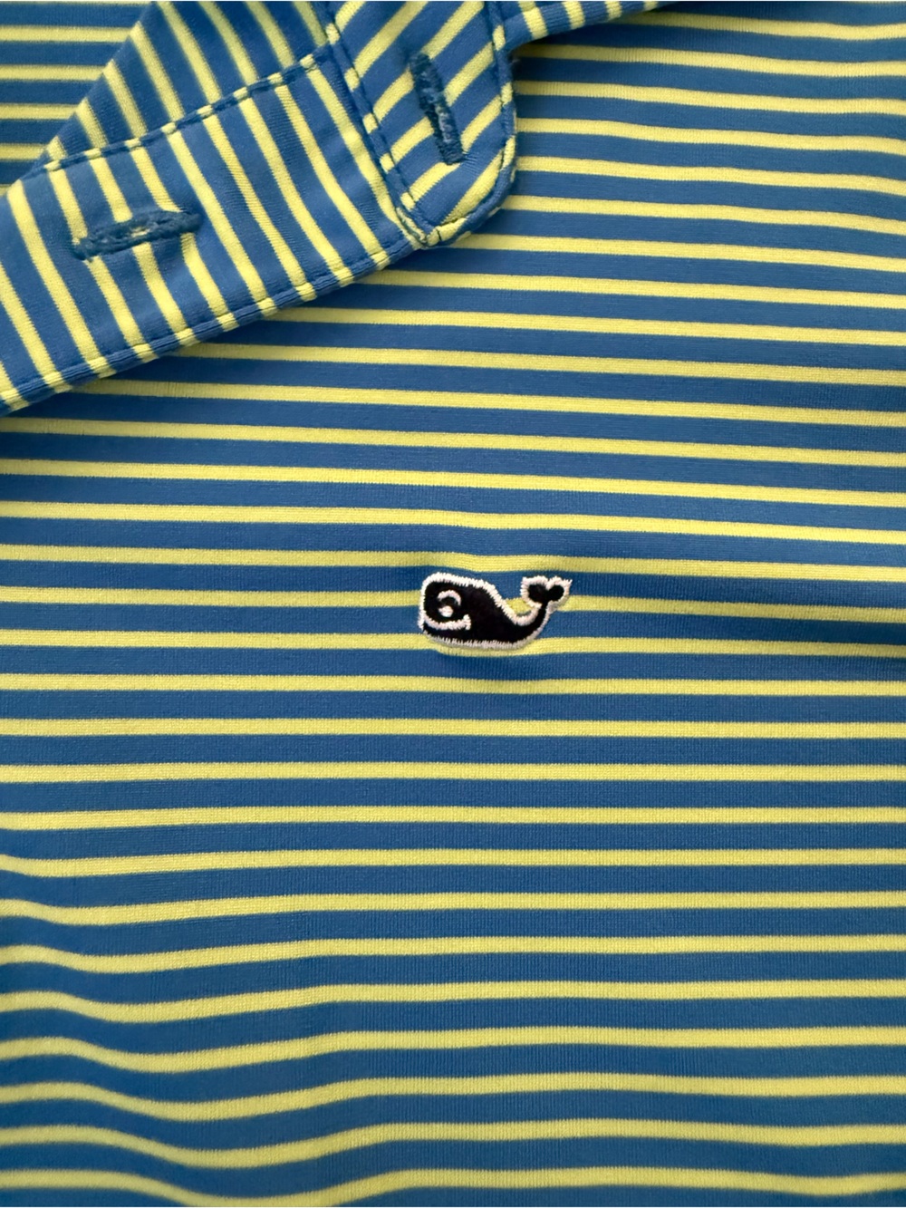 Vineyard Vines Boys Yellow and Blue Striped Polo Performance